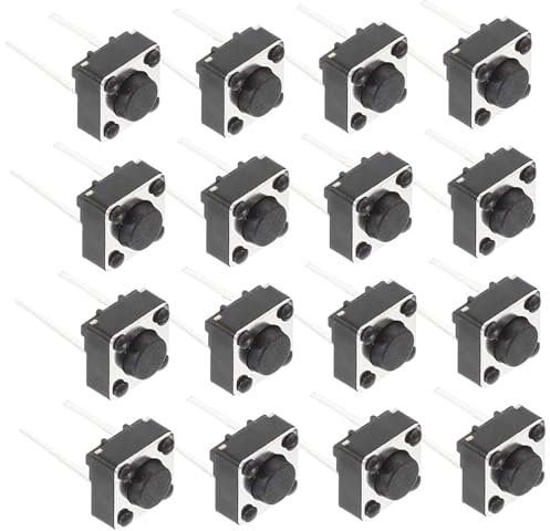 PLAFOPE 20pcs 6x6mm Tactile Push Button Momentary Switch 2-pin Pcb Mount 5/7mm Height Electronic Replacement Button for Breadboard and Circuit Boards