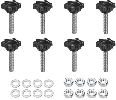 QUARKZMAN 8 Stück Rändelschraube Sterngriffmutter M6 x 30mm Metrisch 304 Edelstahl männliches Gewinde 25mm Rändelmutter 6-Stern Kunststoff Gewindestift Handknöpfe Griffe Daumenschrauben