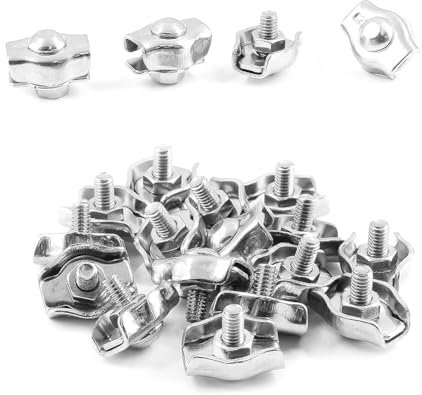 Sirxlevcy 20 Stück 1/8 M3 Edelstahl-Kabelklemmen, M3 Simplex-Drahtseilklemmen mit Einzelbolzen für 1/8