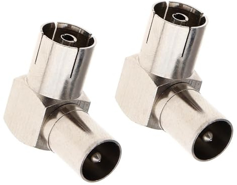 HLMYER 2 Pcs Right Angle Aerial Connector, RF Coaxial TV Aerial Female to Male 90 Degree Connector