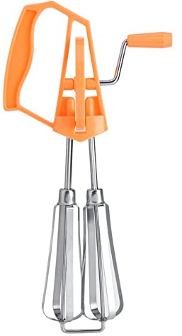 Generic Egg Beater Hand Crank, Hand Mixer Manual Mixer Blender Egg Beater Whisk Stainless Steel Whisk Manual for Home Kitchen Cooking (Yellow)