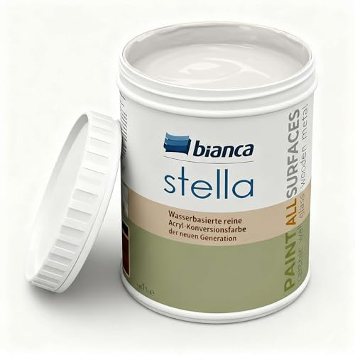 Bianca Stella Universalfarbe Ohne Schleifen - Wasserbasierte Parfümierte Renoiverfarbe für Möbel, Holz, Fliesen, Metall & Kunststoff - Sahara, Glänzend, Kratzfest, Hochdeckend, 1000ml