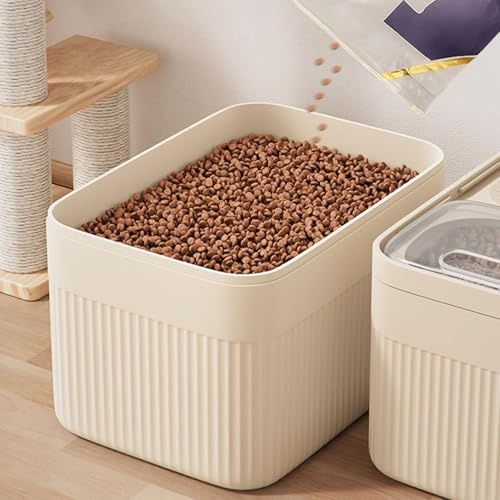Generisch Luftdichter Aufbewahrungsbehälter für Tierfutter, bis zu 13,6 kg, für Hunde, Katzen und andere Tiernahrung, Aufbewahrungsbehälter mit Messbecher, Aufbewahrungseimer (Weiß)