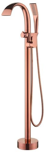 SDYAYFGE Freistehende Wasserfall Badewanne Armatur Standarmatur Wannenarmatur Einloch Mit Um 360° Drehbarem Auslauf,Rose Gold