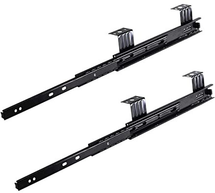 Bandeja deslizante para teclado de 10-12 pulgadas debajo del escritorio, extensión completa de 3 pliegues, color negro, paquete de 2 unidades, fácil instalación, extraíble con rodamientos de bolas
