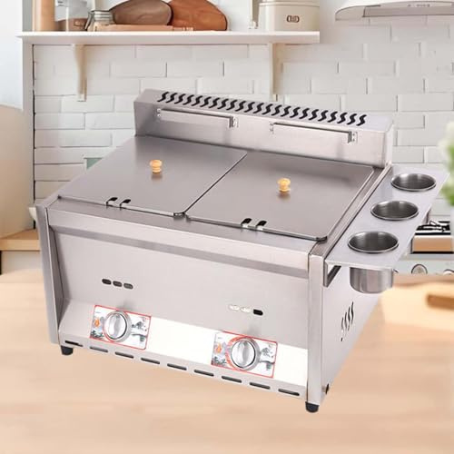 SenhE Friggitrice a Gas, Friggitrice Professionale Commerciale, con Potenza di Fuoco Regolabile e Controllo della Temperatura, per Fritte Francese Restaurant Home Kitchen