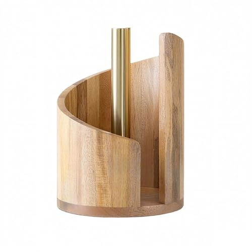 Portarotolo da Carta da Cucina Mountain, Supporto per Rotolo di Carta da Cucina in Legno con Base in Legno e Asta in Ferro, Design a Strappo con Una Mano, Supporto Moderno in Stile Rustico per Rotoli
