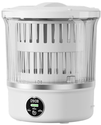 Gettimore Lavatrice portatile da 3 litri con cestello centrifuga, modalità di lavaggio e asciugatura rapida, 15 W ad alta efficienza energetica, per casa, hotel, campeggio, bianco