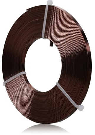 10m Aluminium Flachdraht, 5 x 1 mm weicher und flexibler Alu Flachdraht zum Basteln, für Schmuckherstellung, Modellieren, Steine fassen und DIY-Projekte(Braun)