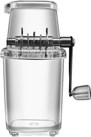 Broyeur à glace manuel : neige manuelle, machine à fabriquer des cônes, lames de coupe en acier inoxydable, corps de rasoir à glace transparent | Outil de broyage de glace rapide et D