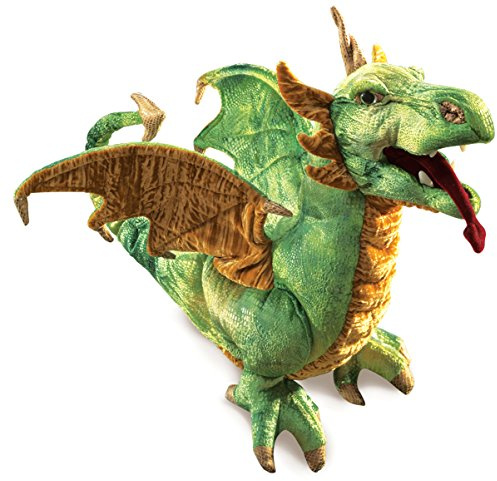 Folkmanis Wyvern Dragon Hand Puppet, Green, White