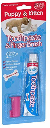 Hatchwells Puppy & Kitten Toothpaste & Fingerbrush 45g, Blue,Pack of 1