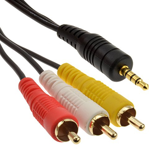 kenable 4 Polig 3,5 mm Klinkenstecker Zum 3 x Chinch Composite & Stereo Audio Kabel 2 m [2 Meter]