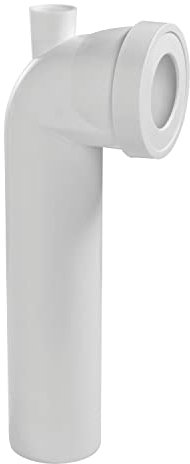 Wirquin 71060201 Pipe wc rigide coudée, mâle, longue, à coller D100 mm, avec piquage pour évacuation toilette, blanc