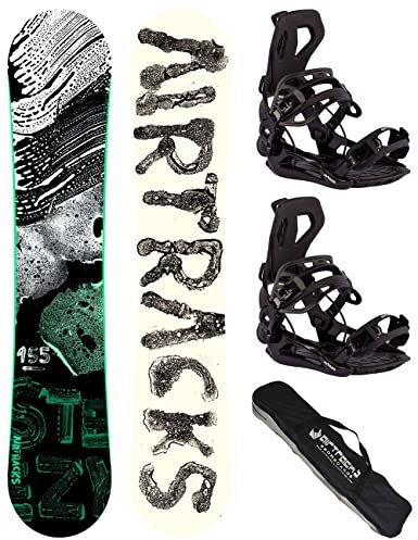 Airtracks Herren Snowboard Set Freeride Freestyle - Steezy Hybrid Rocker Wide Snowboard 160 - Softbindung Master XL - SB Bag