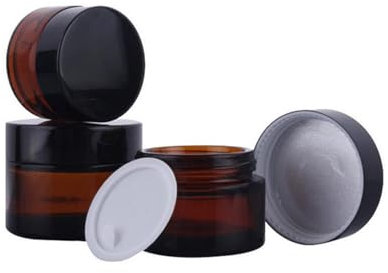 2PCS 100ML/100G Brown Glass Refillable Make Up Jars with Liners and Screw Black Cap Empty Face Cream Lip Balm Storage Container Pot Bottle Jar for Beauty Essential Oils Cosmetic Cream Lotion (100ml)