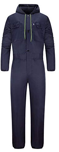 Yukirtiq Tuta da Lavoro Uomo Multitasche Con Cappuccio - Abbigliamento da Meccanico, Tornitore - Blu Navy, M