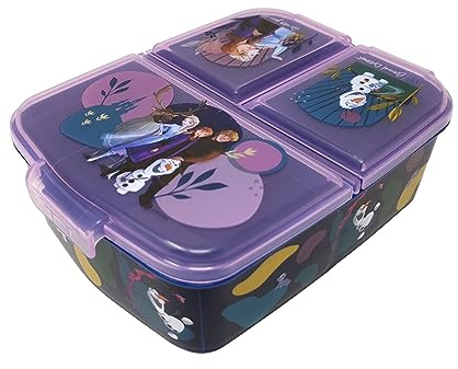 Fiambrera para niños, con compartimentos, para guardería, de plástico sin bisfenol A (Frozen II)