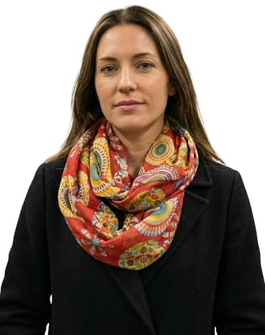 Sunsa Damen Loop Schal. 100% Baumwolle Schlauchschal für Frühlings/Sommer. Dünn Loopschal mit Blumen Design. Tücher und Schals als Frauen Geschenk