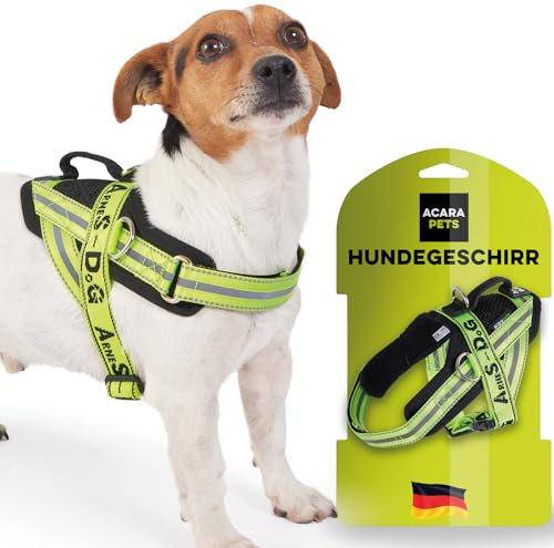 Hundegeschirr mit 3 Metallringankern zur Befestigung an der Brust oder Brust des Hundes, ohne den Hals des Hundes zu ersticken. (Gelb, XS)