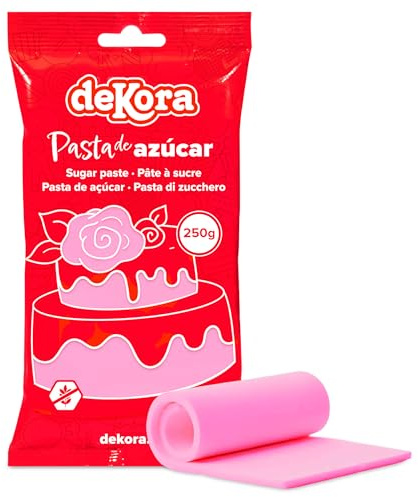 Dekora - Fondant Rosa | Pasta di Zucchero per Torte - Copertura per Biscotti, Torte, Pasticcini o Cupcakes con la quale é Possibile Creare Qualsiasi Tipo di Decorazione - 250 gr