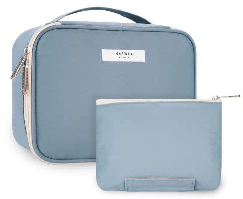 Narwey Kosmetiktasche Damen, Kulturtasche Damen, Groß Make up Tasche Reise Schminktasche Mädchen, Kosmetik Tasche, Makeup Bag Cosmetic Bag (Graublau (Aktualisierung))