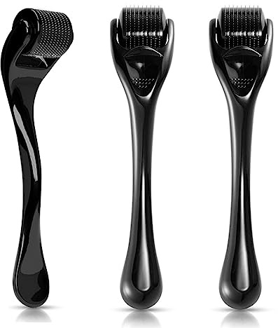 AUDUODUO® Premium Derma roller mit REAL SILVER Nadeln Microneedle 0.5mm, 3 packs Microneedling Roller 540 zur Haut- und Haarpflege,for woman & man