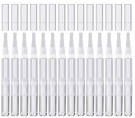 20er-Pack 3 ml transparente Drehstifte mit Pinselspitze leeres Nagelhautöl Wimpernwachstum flüssiges Nagelöl kosmetischer Lipgloss-Behälter Applikatoren
