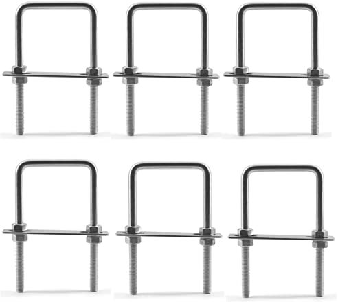304 Edelstahl Vierkant U-Bolzen M6x50x100mm Vierkantschraube mit Muttern 6 Stück