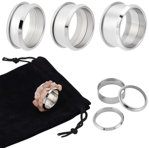 UNICRAFTALE 3 Sets 3 Größen Gerillte Fingerringe Set 316 Abnehmbarer Edelstahl Ring Rohlinge 19.9mm Fingerring Für Inlay Ring Schmuckherstellung Polierter Komfort Gerillter Fingerring