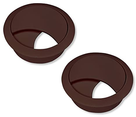 cyclingcolors 2X Passe câble Bureau Table Fil diamètre 68mm encastrable Cordon Prise Ordinateur écran Accessoire ameublement (Marron foncé)