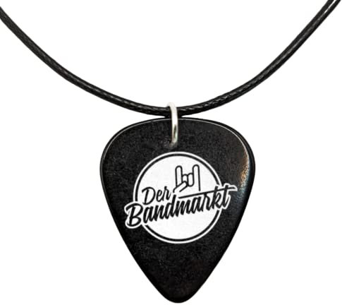 Kette mit Plektrum mit Wunschtext oder Wunschbild - mit klassischem schwarzem Nylon Band - Individuell und schnell gestalten mit Wunsch-Druck - mit eigenem Bild oder Text personalisieren (einseitig)