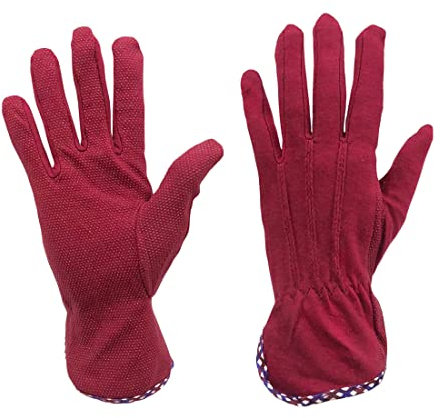 3 Paar Handschuhe, Mehrzweck-Handschuhe, rutschfeste Handschuhe mit 4 Fingernähten und 3 Venen, Ergonomische Handschuhe, für Haus, Garten, Arbeit, (24 cm, Granat Baumwolle 3 Paar)