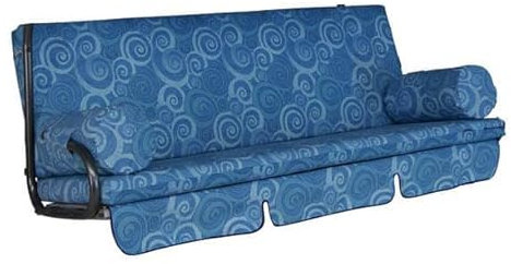 Angerer Freizeitmöbel GmbH Hollywoodschaukel Auflage Trend - passend für viele 3-Sitzer Hollywoodschaukeln - Schaukelauflage Made in Germany (Grau-Blau Geblümt)