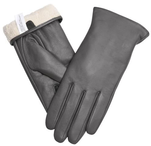 Ymmchy Handschuhe Touchscreen Damen Lederhandschuhe Gefütterte Handschuhe Winter SMS Handschuhe
