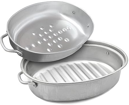 Oval Casserole Dish with Lid/Secondary Pot & Handles Roasting Stew Tin Oven or Barbecue Cooking (36 x 24cm)