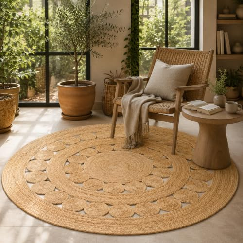 Pergamon Handgefertigte Jute Teppiche Rund – Naturfaser Wohnzimmer