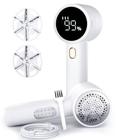 Fusselentferner, Elektrischer Stoffrasierer, Wiederaufladbarer Fusselrasierer, Pullover-Entfussler zur Entfernung von Fusseln, Batteriebetrieben,mit 6 Klingen und 3 Geschwindigkeiten sowie LED-Anzeige