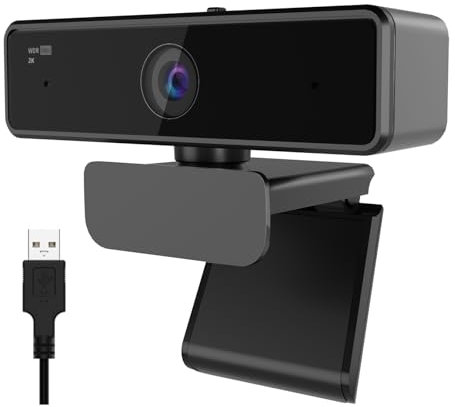 Nuroum V11 2K Webcam PC avec Microphone, Full HD 1080P/60fps Business Webcam pour Zoom/Skype, 90° Grand Angle, USB Plug&Play, Couvercle de Privacité, Caméra Web pour Windows/Mac PC/Laptop