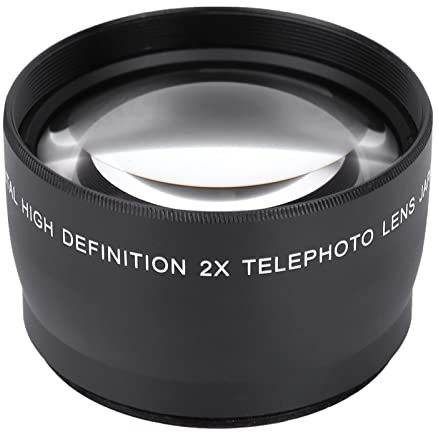 2X Magnification Universal Teleconverter Telephoto Lens, High Definition Camera Lens for Clear Distant Scenery, Lightweight and Practical, Suitable for 58mm Diameter Camera Lens,