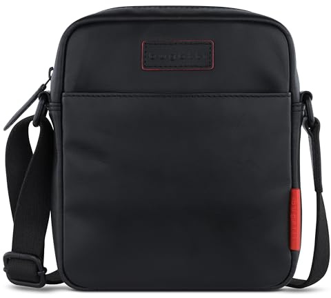 bugatti Clark Herren Schultertasche aus Rindleder, Crossbody mit verstellbarem Gurt, schwarz