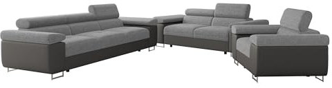 Mirjan24 Sofa Set Torezio 3+2+1, Sofagarnitur für Wohnzimmer, Couchgarnitur, Wohnlandschaft, Sofas, Couch, Füße aus Metall Chrom, Sofa (Soft 029 + Lux 05)