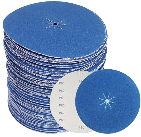 Disque zircon abrasif 180mm pour ponceuse orbital-excentrique, papier de verre, disque auto-agrippant, compatible avec les équipées ponçage d'un dispositif de fixation velcro, Grain 24 (Lot de 50)