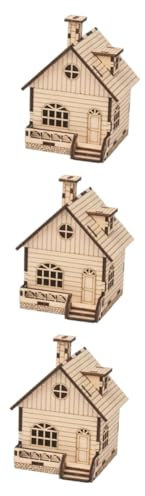 IMIKEYA 3 Sätze Spieluhr selber Bauen für Kinder kindergeschenke DIY Weihnachtshaus Puzzle weihnachtshaus aus Holz Rätsel Modelle Kunsthandwerk aus Holz DIY-Musik-Toolkit hölzern