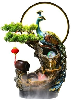 Fontaine de Jardin Décoration d'eau, décoration de Cour de Salon de Bureau d'eau de Circulation de Paon, décoration de Fontaine extérieure Fontaine Exterieure