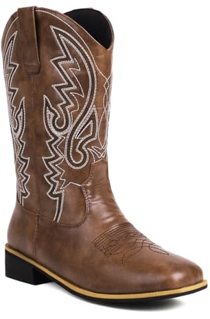 BAISOILIHA Embroidered Square Toe Stivali da cowboy per uomo Donna