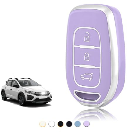 TOOMUME Schlüsselhülle TPU, Autoschlüssel Hülle Passt für Renault Twingo Kangoo Clio Symbol Kwid Dacia Logan Sandero Stepway Duster Dokker, Schlüsselcover Schutz Schlüsselgehäuse - Smart Key