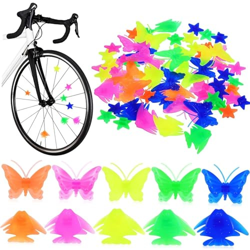 WERIGONI 100 Pièces Décorations de Rayons de Vélo,Réflecteurs de Rayons de Vélo Colorés, Vélo Enfants, Accessoires de Vélo Enfants