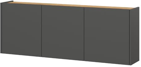 Lomadox Flurschrank Schuhschrank 138cm in grau mit Eiche ideal für schmale Flure, B/H/T ca. 138/52/25 cm