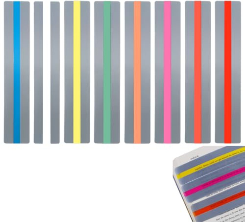 8 Pièces Bandes de Lecture Guidée Dyslexie Outils, Bande de Lecture Surbrillance Colorée Règle de Suivi pour Guider les Lecteurs pour Étudiants Enfants pour Aider à Lire A